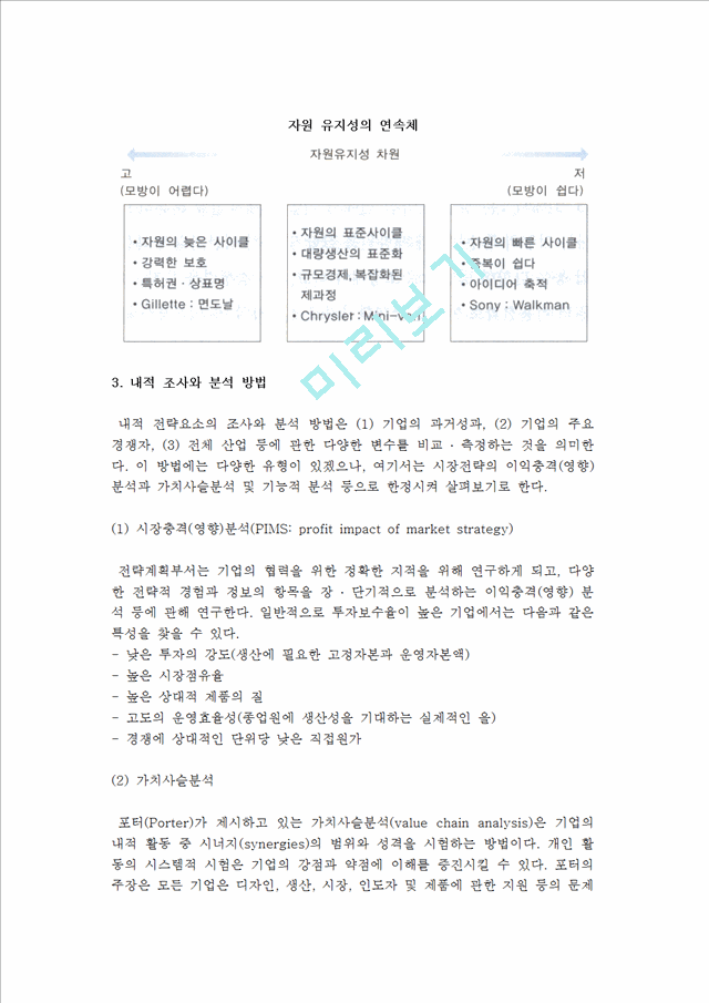 [내적환경] 기업 내적환경의 분석적 개념 및 정밀조사와 분석.hwp